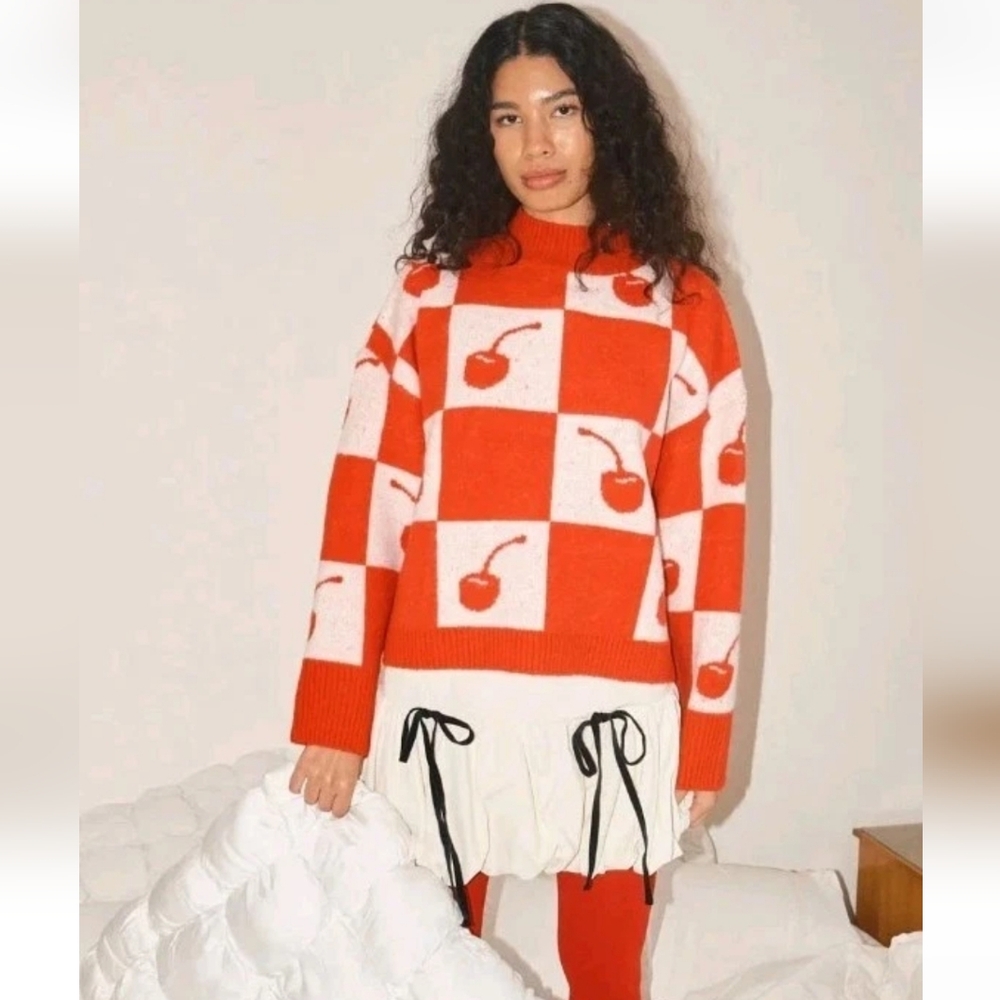 Lisa Says Gah “Cherry Check” Sweater XS/S